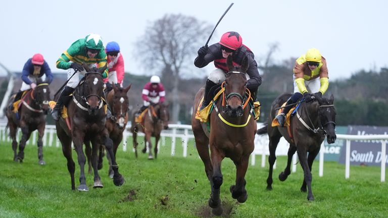 Affordale Fury, ridden by Sam Ewing, on the way to winning the Savills Chase during day three of the Leopardstown Christmas Festival