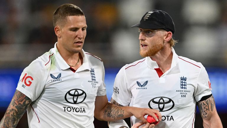Brydon Carse and Ben Stokes, second Ashes Test, Brisbane, day two