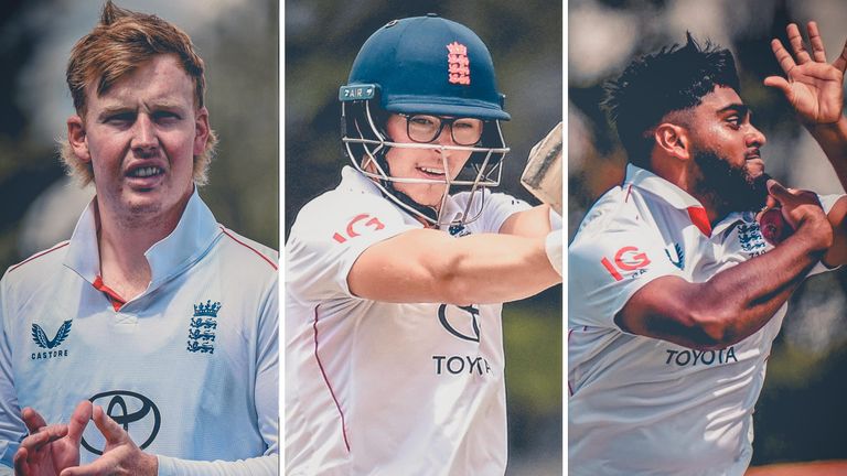 James Rew, Asa Tribe and Rehan Ahmed could be lining up in England's Test team later this year (Credit - Getty/PA)