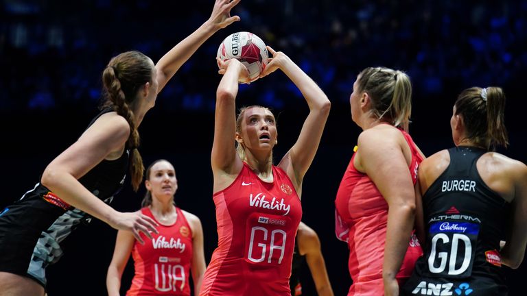 Helen Housby hooting against New Zealand in 2024