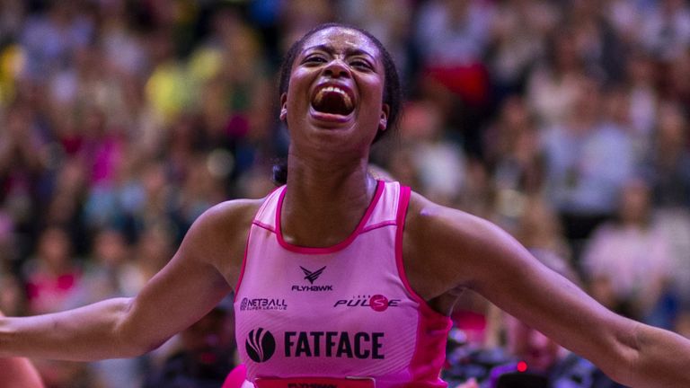 London Pulse players celebrate after their impressive victory at the O2 Arena 