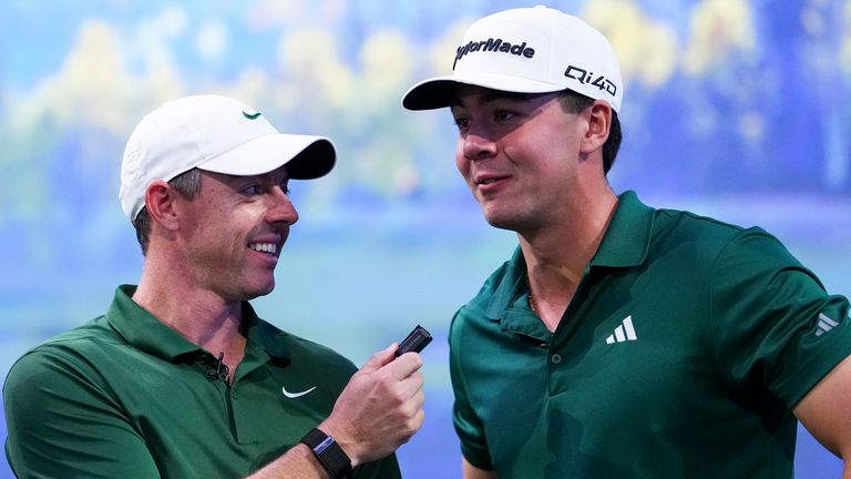 Rory McIlroy (left) and Michael Thorbjornsen (right) helped Boston Common Golf break their TGL duck with a win over Los Angeles