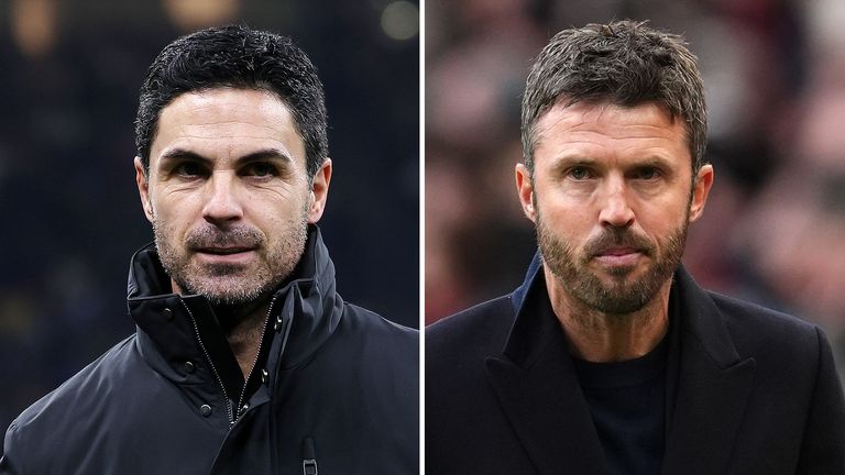 Mikel Arteta and Arsenal will welcome Michael Carrick's Manchester United on Sunday, live on Sky