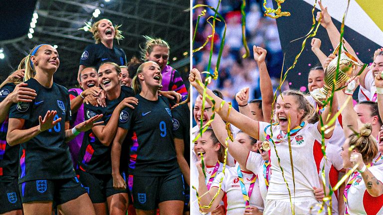 England Lionesses and Red Roses celebrated trophy success in 2025