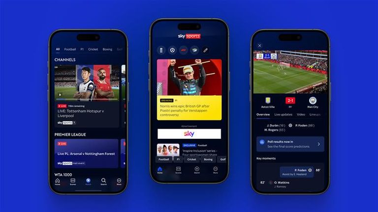 Example image of Sky Sports' app