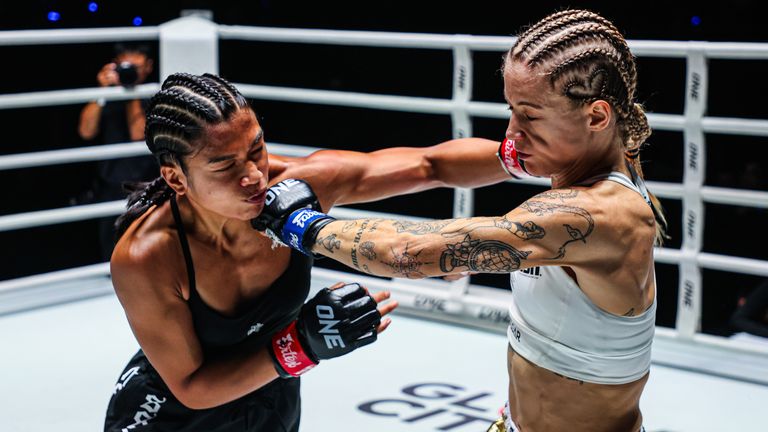 Stella Hemetsberger took the fight to kickboxing star Jackie Buntan. (Photos: ONE Championship)